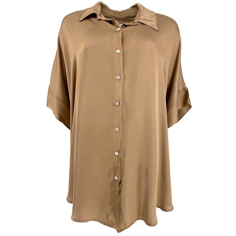 J BY J 4828 SATIN SHIRT BRUN
