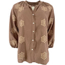 J BY J 5558 Embroidery Shirt Brown