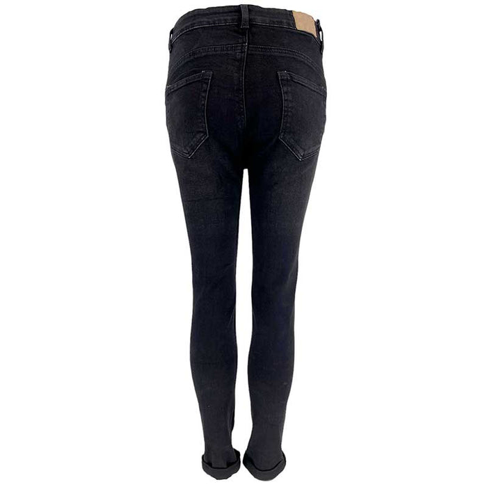 J BY J 6963 DENIM JEANS SORT - J BY J Fashion