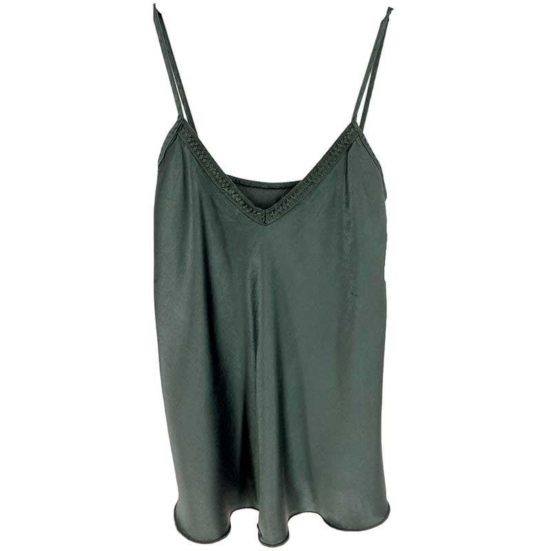 J BY J 80034 SATIN TOP MØRKEGRØN