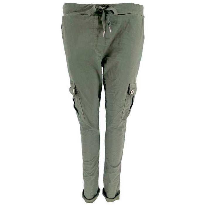 J BY J 95870 STRETCH CARGO PANTS ARMY-fra-J BY J-hos-J BY J Fashion