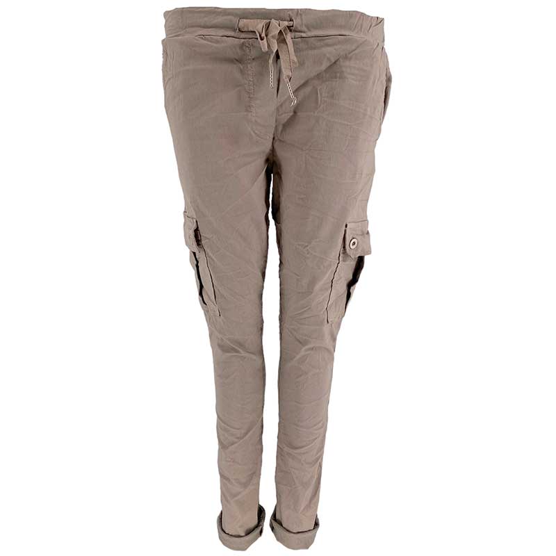 J BY J 95870 STRETCH CARGO PANTS SAND - J BY J Fashion