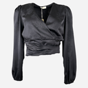 J By J 15686 Cropped Satin Top Black