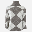 J By J 163 Check Roll Neck Knit Beige