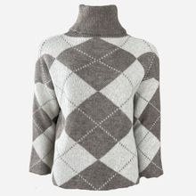 J By J 163 Check Roll Neck Knit Beige