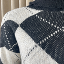 J By J 163 Check Roll Neck Knit Black