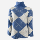 J By J 163 Check Roll Neck Knit Blue