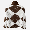 J By J 163 Check Roll Neck Knit Brown