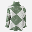 J By J 163 Check Roll Neck Knit Green