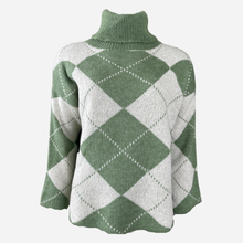 J By J 163 Check Roll Neck Knit Green