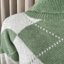 J By J 163 Check Roll Neck Knit Green