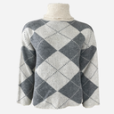 J By J 163 Check Roll Neck Knit Grey