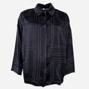 J By J 38829 Graphic Satin Shirt Black