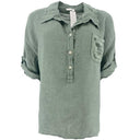 J By J 5778 Linen Pocket Blouse Army
