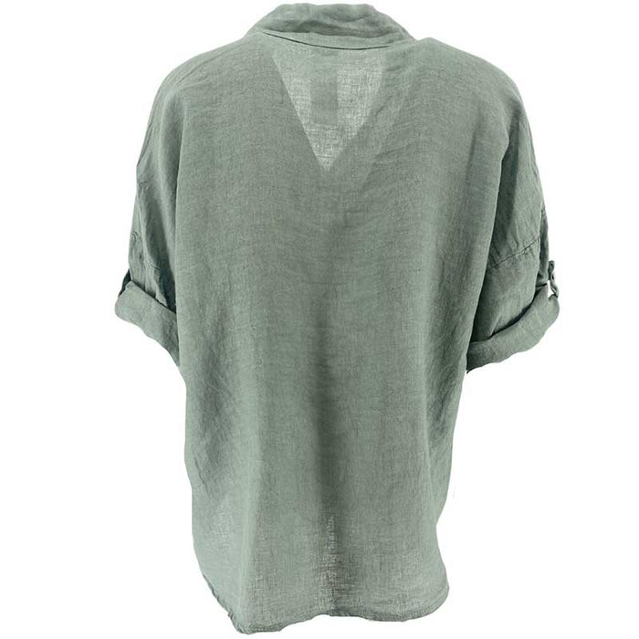J By J 5778 Linen Pocket Blouse Army