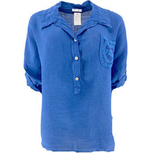 J By J 5778 Linen Pocket Blouse Cobolt