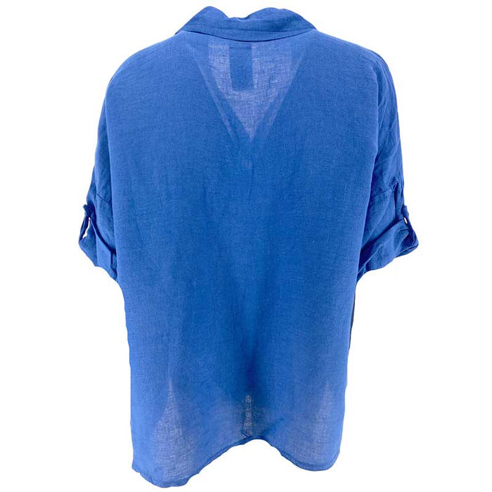J By J 5778 Linen Pocket Blouse Cobolt