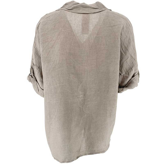 J By J 5778 Linen Pocket Blouse Fango