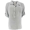 J By J 5778 Linen Pocket Blouse Light Grey