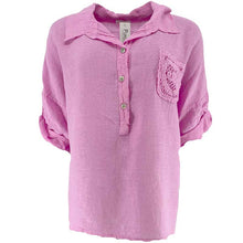 J By J 5778 Linen Pocket Blouse Light Pink