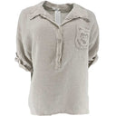 J By J 5778 Linen Pocket Blouse Sand