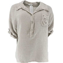 J By J 5778 Linen Pocket Blouse Sand