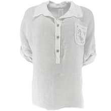 J By J 5778 Linen Pocket Blouse White