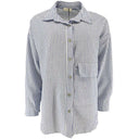 J By J 6656 Oversized Small Stripe Shirt Blue