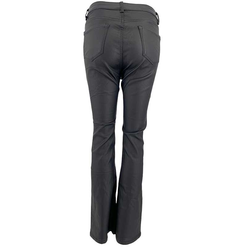 J By J 6866 Wide Stretch Pants Coated Black - J BY J Fashion
