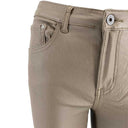 J By J 6866 Wide Stretch Pants Coated Taupe - J BY J Fashion