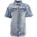 J By J 6907 S/S Denim Shirt Blue - J BY J Fashion