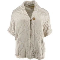 J By J 8018 Oversized Quilted Jacket / Vest Beige - J BY J Fashion