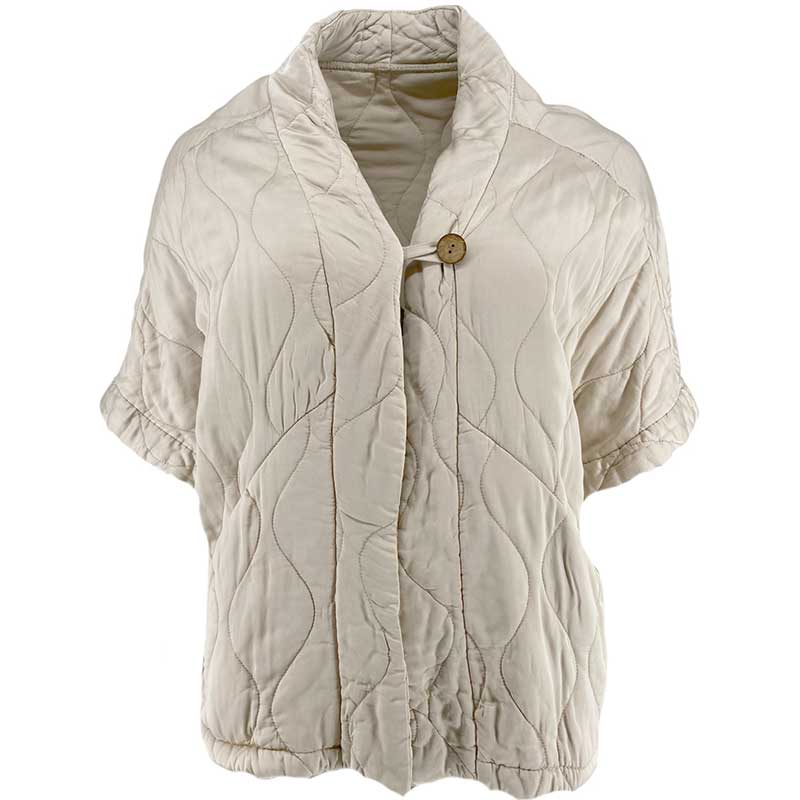 J By J 8018 Oversized Quilted Jacket / Vest Beige - J BY J Fashion
