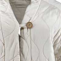 J By J 8018 Oversized Quilted Jacket / Vest Beige - J BY J Fashion