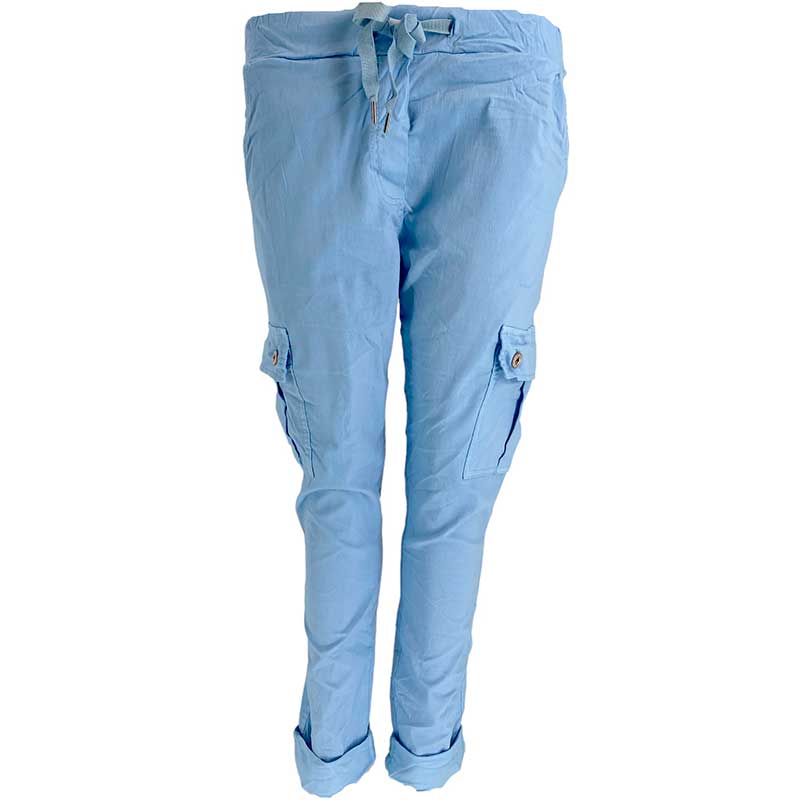 J By J 95870 Stretch Cargo Pants Lyseblå - J BY J Fashion