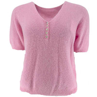 J By J Button Down SS Knit Baby Pink
