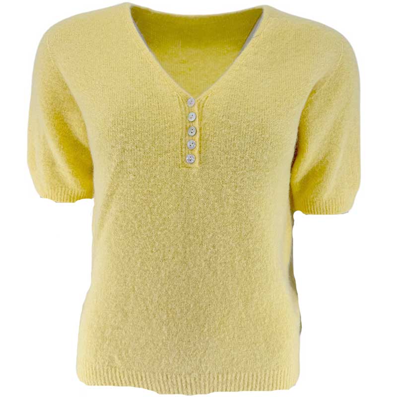 J By J Button Down SS Knit Yellow