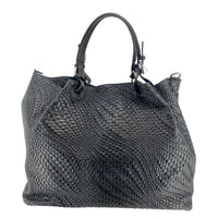 J By J Large Braided Leather Bag Black - J BY J Fashion
