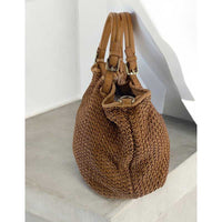 J By J Large Braided Leather Bag Brown - J BY J Fashion