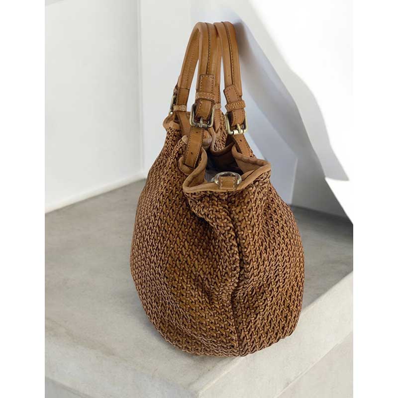 J By J Large Braided Leather Bag Brown - J BY J Fashion