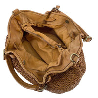 J By J Large Braided Leather Bag Brown - J BY J Fashion