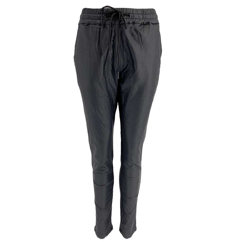 J By J MC-7190-1 Coated Pants Sort - J BY J Fashion