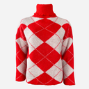 J By J 163 Check Roll Neck Knit Red