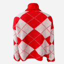 J By J 163 Check Roll Neck Knit Red