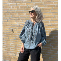 J by J 3681 Embroidery Blouse Blue