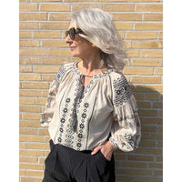 J by J 3681 Embroidery Blouse Sand