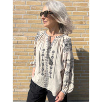 J by J 3681 Embroidery Blouse Sand