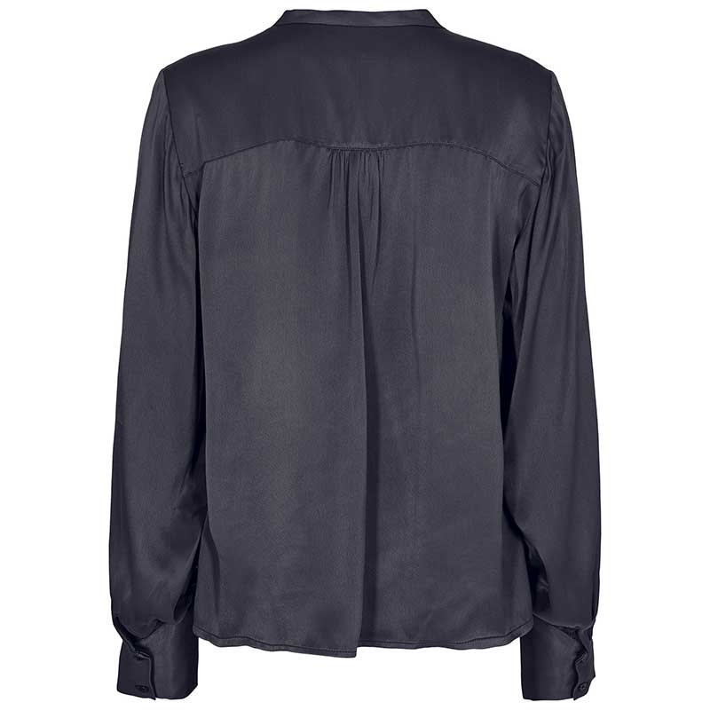LEVETE ROOM LR-AMIRA 7 SATIN BLOUSE NAVY