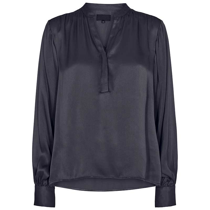LEVETE ROOM LR-AMIRA 7 SATIN BLOUSE NAVY