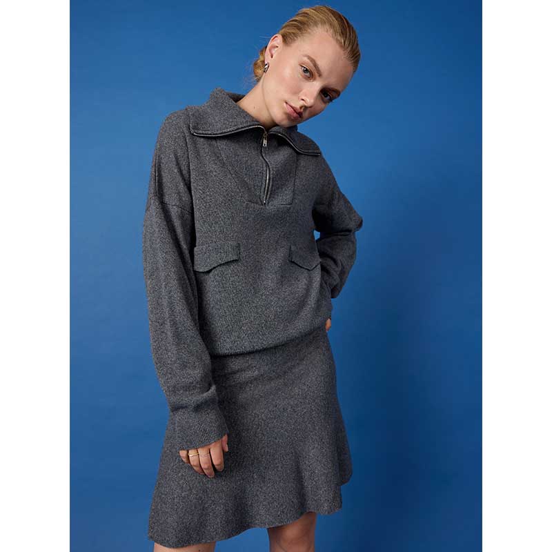 LEVETE ROOM LR-WINNI 3 PULLOVER KNIT GRÅ